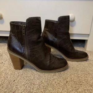 American Eagle Brown Booties with 3 inch block heel, Size 9